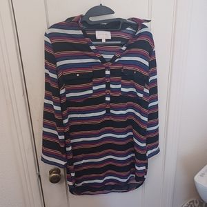 Skies are Blue Stripe Long Sleeve Button Down Top sz M